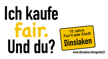Logo 10 Jahre Fairtrade Town mit dem Slogan: Ich kaufe fair. Und du?