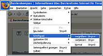 Ausschnitt aus dem Mozilla-Browser - Detail zur Vergrößerungsfunktion