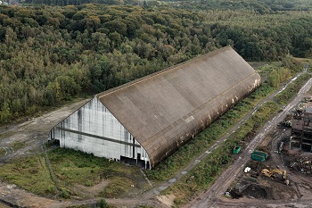 Kohlenmischhalle aus der Vogelperspektive