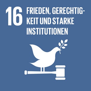 Piktogramm Ziel 16 Frieden, Gerechtigkeit und starke Instituionen