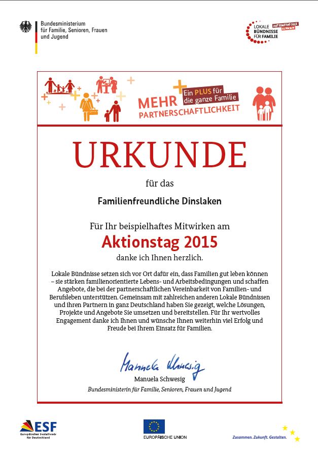 Urkunde Aktionstag 2015